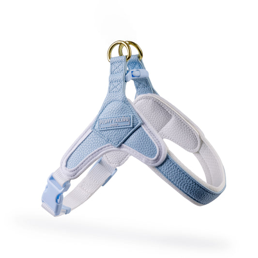 Baby Blue Step In Vegan Leather Dog Harness