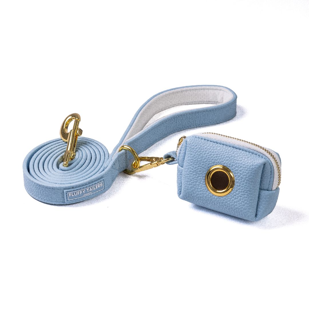 Baby Blue Vegan Leather Collection- Harness, Collar, Lead and Poo Bag Holder