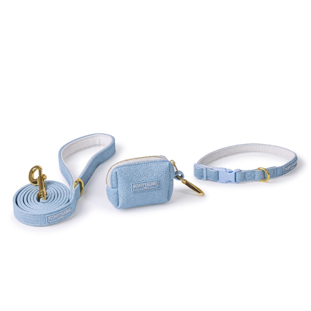 Baby Blue Vegan Leather Collection- Harness, Collar, Lead and Poo Bag Holder