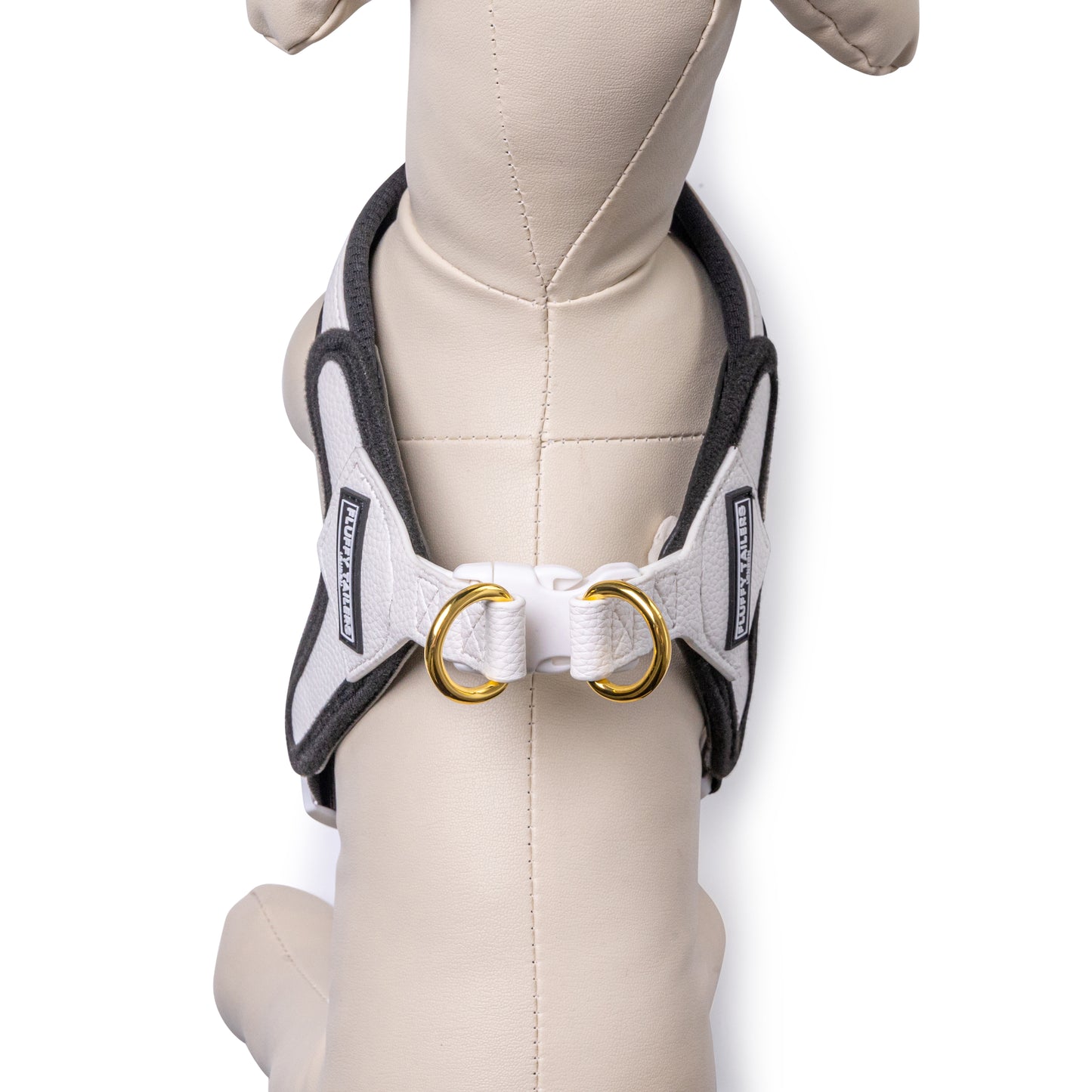 White Step In Vegan Leather Dog Harness