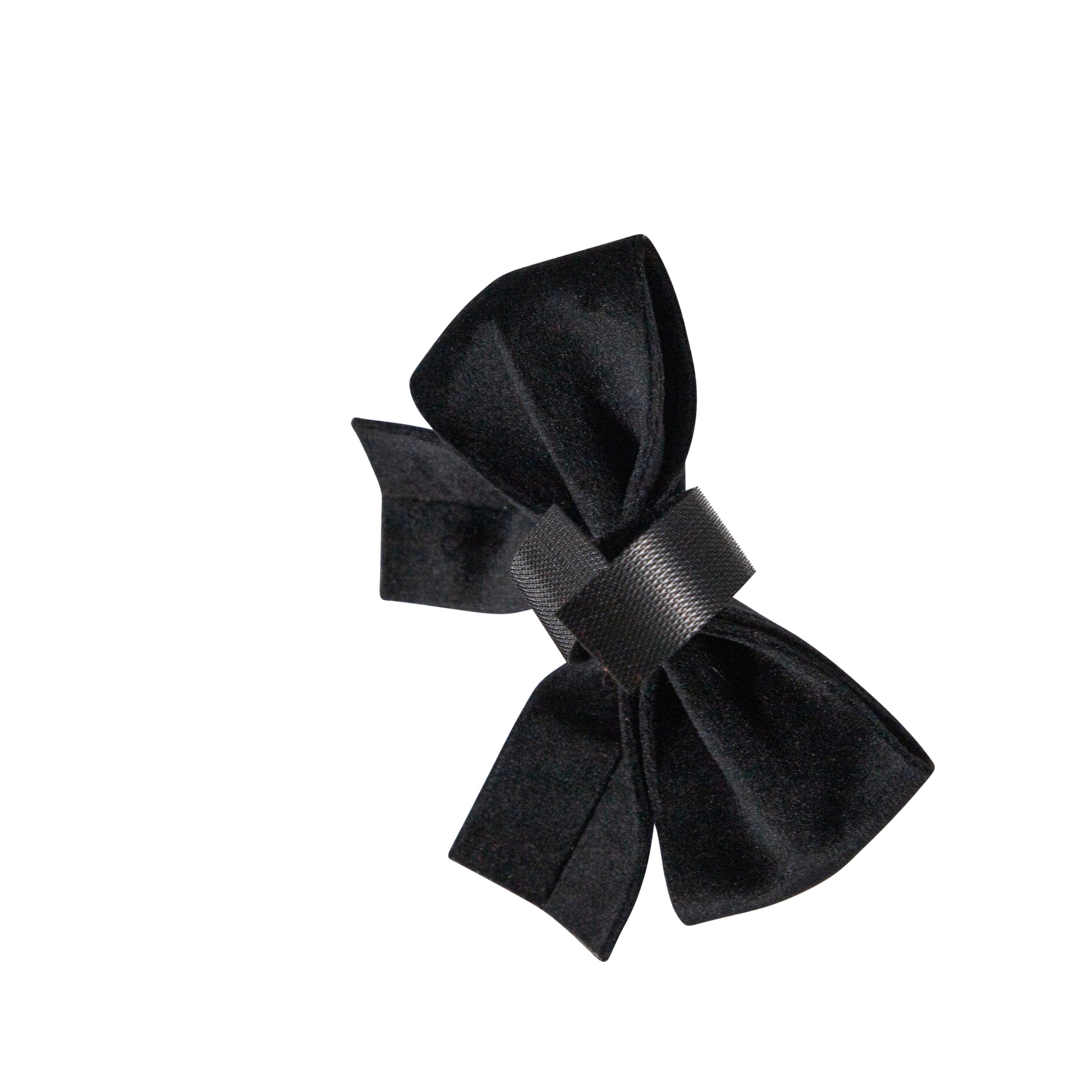 Medium Velvet Bowtie with Twisted Warp and Whimsy Tails Black